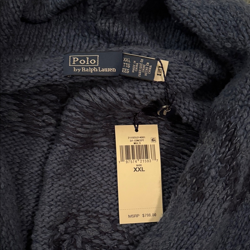 Polo Ralph Lauren Wrap Cardigan in Caroline Multi Blue - Picture 3 of 6